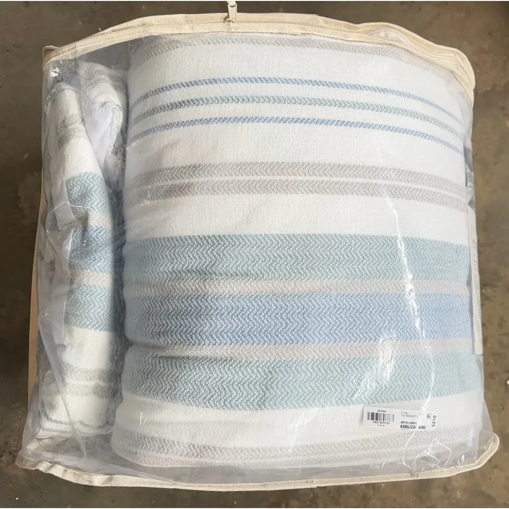 NEW! Linden Street Parker Stripe 3PC Comforter Set Abyss Green King/Cal King